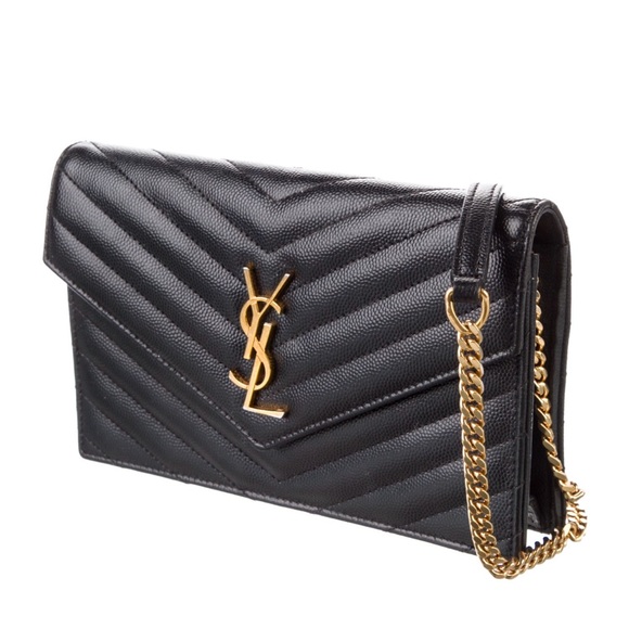 Saint Laurent YSL Cassandre Envelope WOC Wallet on Chain Leather Bag Purse - Picture 1 of 15